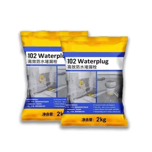 102 Waterplug Fast-Setting Waterproof Mortar for Kitchen and Bathroom Pipe and Corner Repairs Grey 2KG