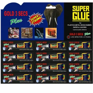 12 x 3 g Super-Strength Ethyl Cyanoacrylate Adhesive, Multipurpose Transparent Instant Glue, Fast-Drying, for Construction, Packaging and Plastics