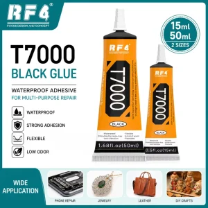 15mL 50mL RF4 T7000 Black Waterproof Glue for Jewelry, Leather, Crafts, and Phone Frame Repair