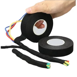 2 Flame Retardant Black Orange Fleece Polyester PET Cloth Car Engine Wrapping Automotive Wiring Harness Adhesive Tape