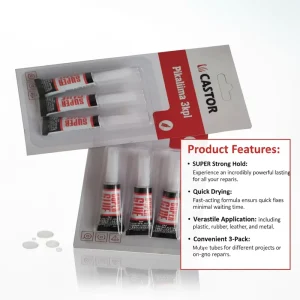 Universal Glue 3-Piece Pack Cyanoacrylate Adhesive, Firmly Adheres to Various Materials