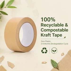 48mm E Commerce Self Adhesive Paper Tape and Moisture Proof Writable Kraft Paper Tape for Shipping Carton Box Sealing