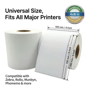 4×6 Direct Thermal Shipping Labels and Strong Adhesion 100x150mm Adhesive Roll Waterproof for Zebra International Express