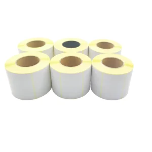 58*40 Three-Proof Waterproof Thermal Self-Adhesive Yellow Background Adhesive Sticker Label Paper for Custom Supermarket Grocery