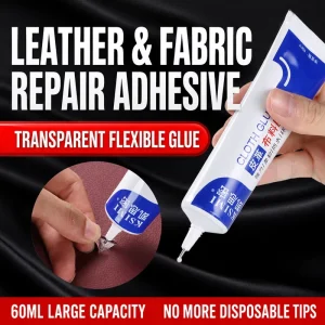 60ml Clear Leather Fabric Glue Low Odor Waterproof Strong Bonding Adhesive for Fabric Repair