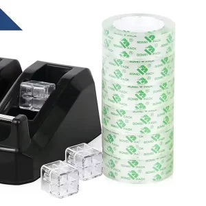 BOMEI PACK Crystal Clear Tape for Dispenser Crafters Stationery Tape for Gift Wrapping Home School Office Supplies