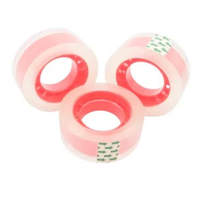 BOMEI PACK Red Plastic Core Ultra transparent Adhesive Tape for Dispenser Crafters Tape for School Office Supplies