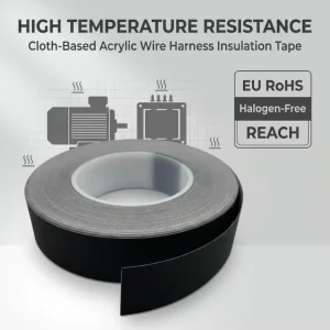 Black Acetate Cloth Tape with Acrylic Adhesive for Electronic Wiring Harness Fixing and Insulation