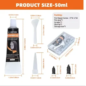 Black Fast-Curing Tire Repair Glue Sealant for Bike and Scooter Tires