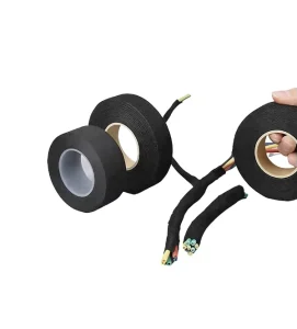 Black Red Cloth 250mic 0.25mm Thick 19mm x 15m Conductive Automotive Polyester PET Wire Harness Tape for Cable Binding and Fixing