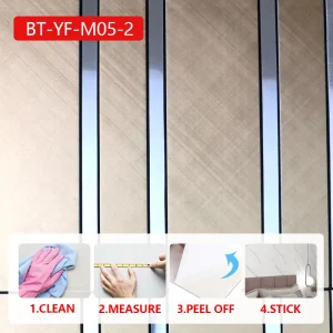 Brushed Metallic IXPE Eco-Friendly Waterproof Peel-and-Stick Mosaic Wall Sticker for Kitchen, Bathroom, and Hotel Tile Design