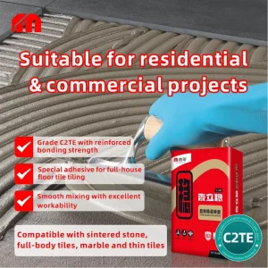 C2TE Super Durable Tile Adhesive Powder Indoor Outdoor Wall Floor Glue for 600*1200mm Vitrified Marble Slate Installation