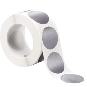 Coin-Size 1-Inch Silver Circle Scratch-Off DIY PET Labels on Roll, Matte Varnished