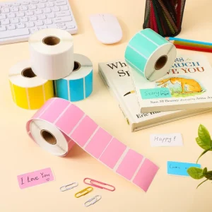 Colored Thermal Label Sticker 50x25mm 2×1 Inch Self Adhesive Packaging Roll for Supermarket Grocery Barcode Printer