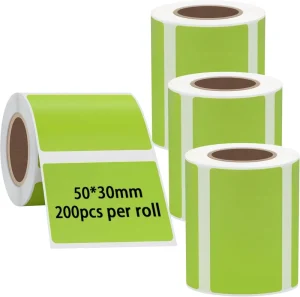 Colored Thermal Label Sticker 50x30mm 2×1.2 Inch Waterproof Self Adhesive Packaging Roll for Grocery Supermarket