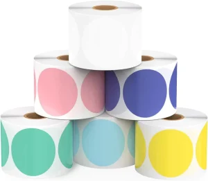 Colorful Dot Waterproof Thermal Paper Self Adhesive Circular Sealing Sticker Label 50mm for Promotion