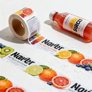 Custom Adhesive Printing Labels Roll Stickers Waterproof Beverage Juice Bottle Food Packaging Label Sticker
