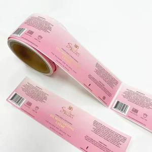 Custom Adhesive Sticker Label Roll Vinyl Gold Foil Lamination Logo Printed Cosmetic Labels