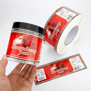 Custom Adhesive Waterproof Vinyl Spice Strawberry Jam Sauce Honey Jar Can Food Packaging Bottle Label Roll Sticker For Container