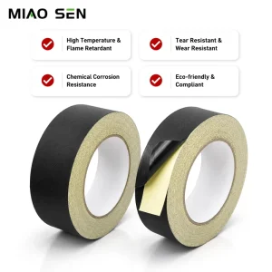 Custom Black Acetate Cloth Electrical Insulation Tape, Flame Resistant, Halogen Free, Tearable