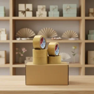 Custom Brown Kraft Paper Tape Single Sided Hot Melt & Pressure Sensitive Rubber Adhesive 48mm Waterproof Carton Sealing Tape