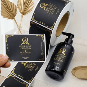 Custom Cosmetics Logo Bottle Roll Labels Vinyl Gold Foil Adhesive Waterproof Custom Shape OEM/ODM