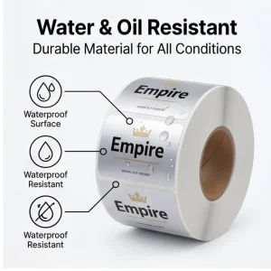 Custom Durable Adhesive Labels Self Adhesive Stickers Waterproof Packaging Labels Oil Proof Label Printing