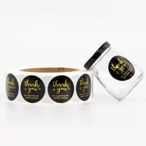 Custom Gold Foil Roll Labels Waterproof Adhesive Packaging Stickers with Kiss Cut