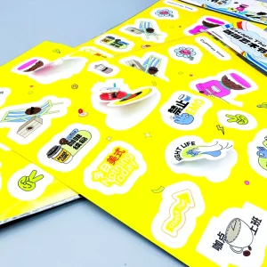 Custom Logo A4 A5 A6 Self-Adhesive Cartoon Sticker Sheets Paper Vinyl Waterproof Kiss Cut Stickers for Kids