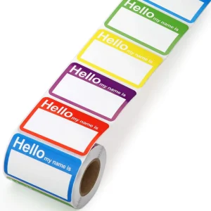 Custom Logo Self-Adhesive Name Tag Sticker Sheets, UV-Printed Plastic, for Offices, Meetings and Schools