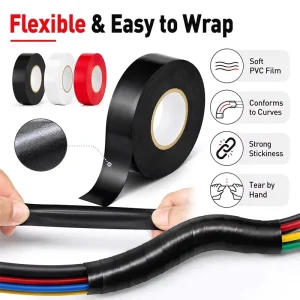 Custom PVC Electrical Insulation Tape Roll with Waterproof Flame Retardance for Wire and Cable