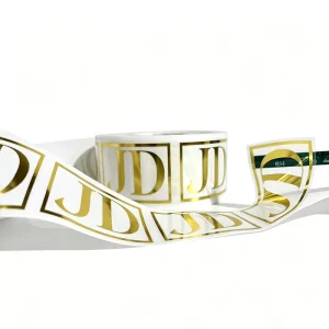Custom Pattern Transparent Waterproof Vinyl Labels with Gold Foil Hot Stamping