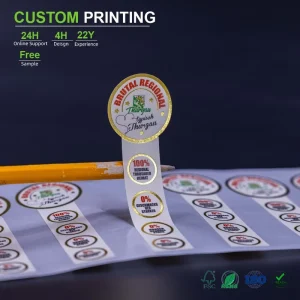Custom Printed Kraft Paper Adhesive Lollipop Sticker Labels for Honey, Jam, Juice and Food Bottles