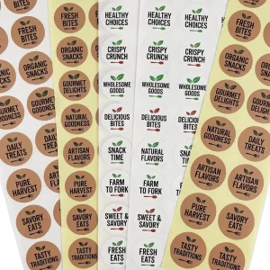 Custom Printed Round Self Adhesive Labels Waterproof & Durable Identification for Food Daily Chemicals & Electronics