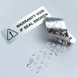 Custom Printed Self Adhesive Waterproof Tamper Proof Security Label Roll Free Sample Warranty Void Stickers for Packaging