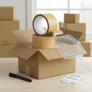 Custom Printing Design Logo Available Single Sided Brown Color Low Noise Hot Melt Kraft Paper Tape for Box Packaging