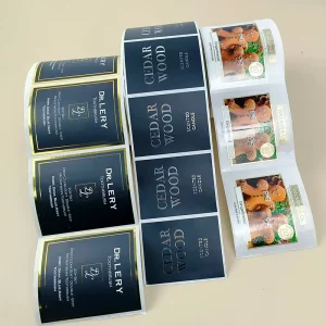 Custom Private Vinyl Waterproof Gold Foil Label Sticker Matte Texture Bottle Logo Embossed Label Sticker for Snack Candy Sugar