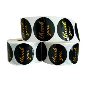 Custom Round Roll Packaging Labels Thank You Stickers Gold Stamping for Small Business