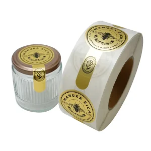 Custom Shape Food Labels for Honey Jar Packaging Aluminum Foil Stickers with Tear Line