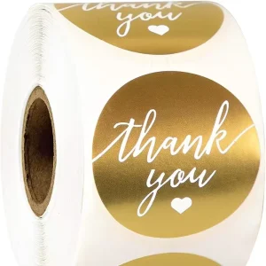 Custom Thank You Logo Waterproof Recyclable Round Shape Adhesive Sticker Labels Roll Self adhesive Private Label Packaging