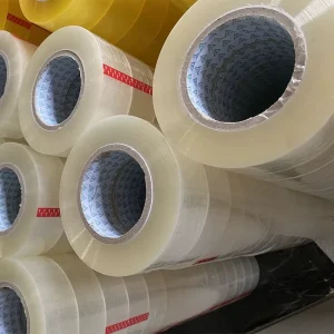 Custom Yellow Self Adhesive Thick Packing Tape Roll Adhesiva Transparent Clear BOPP Packaging Tape for Sealing Cartons