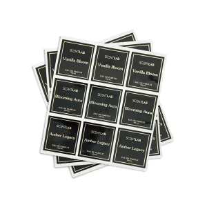 Customized perfume stickers hot stamping waterproof self adhesive labels packaging sheet