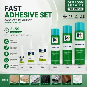 Cyanoacrylate Adhesive Set with Activator, Multiple Sizes, OEM ODM Factory Manufacturer
