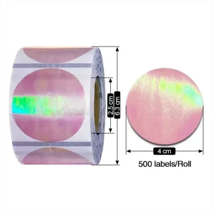 Direct Thermal Labels Clear Rainbow Color 4cm Circle Waterproof Transparent Holographic Round Labels