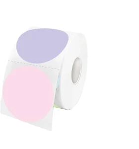 Direct Thermal Self Adhesive Circle Stickers Colorful Label Roll for Packaging Food & Name Tag for Grocery & Promotion