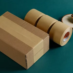 Easy to Tear Waterproof Wet Water Eco Friendly Carton Box Brown Kraft Packaging Tape Single Sided Acrylic Adhesive Sealing