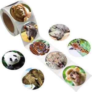 Eco-friendly Material Waterproof Adhesive Kids Animal Decorative Sticker Roll Cartoon Stickers for Kids