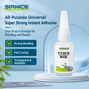 Ethyl Cyanoacrylate Instant Adhesive 20g for Metal, -50 to 80 C, RoHS REACH, CY3018