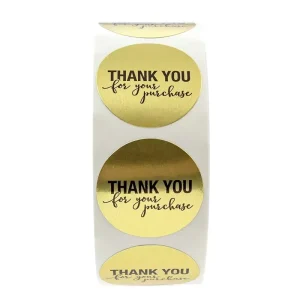 Factory Custom Holographic Glossy Logo Printed Round Self-Adhesive Thank You Label Stickers