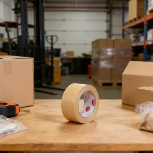 Factory Supply High Strength PET Coated Hot Melt Self Adhesive Kraft Tape for Heavy Duty Carton Sealing